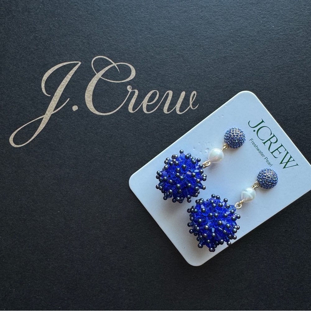 🌱 J. Crew Crystal burst and freshwater pearl drop earrings - Picture 4 of 5